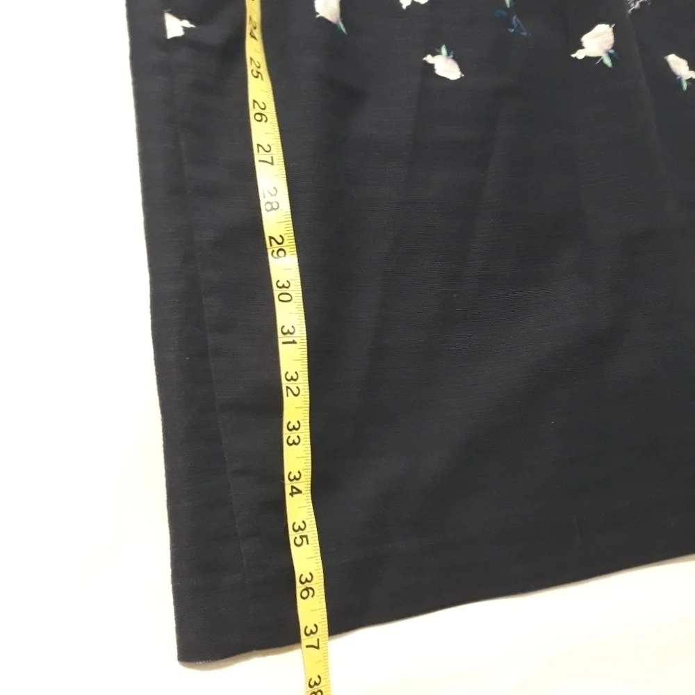 Talbots Dress Cotton Lined Floral Blue Back Zipper Short Sleeve Size 14